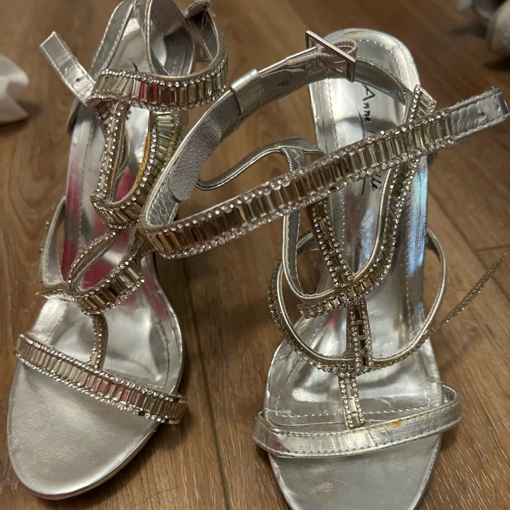 Anne Michelle silver heels worn once